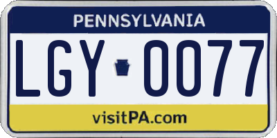 PA license plate LGY0077