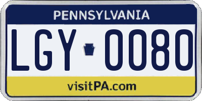 PA license plate LGY0080