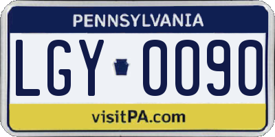 PA license plate LGY0090