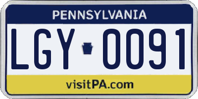 PA license plate LGY0091