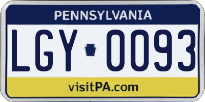 PA license plate LGY0093
