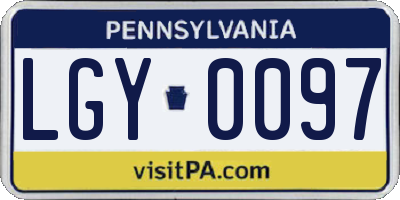 PA license plate LGY0097