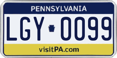 PA license plate LGY0099