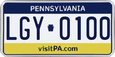 PA license plate LGY0100