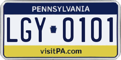 PA license plate LGY0101