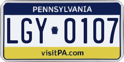 PA license plate LGY0107