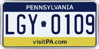 PA license plate LGY0109