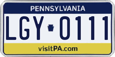 PA license plate LGY0111