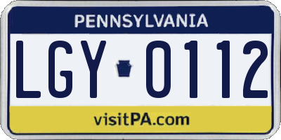 PA license plate LGY0112