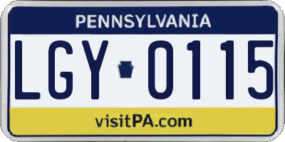PA license plate LGY0115