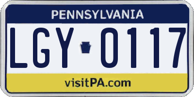 PA license plate LGY0117