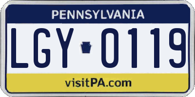 PA license plate LGY0119