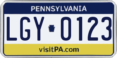 PA license plate LGY0123