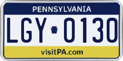 PA license plate LGY0130