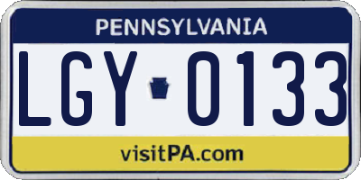 PA license plate LGY0133