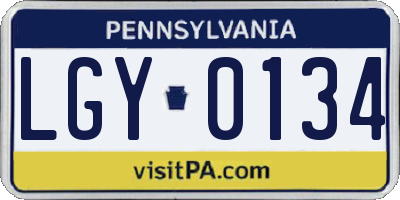 PA license plate LGY0134