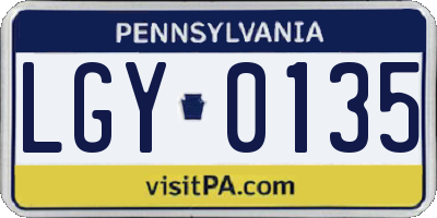 PA license plate LGY0135