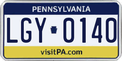PA license plate LGY0140