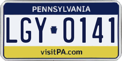 PA license plate LGY0141