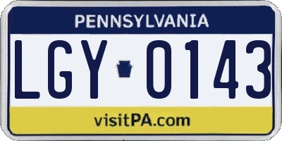 PA license plate LGY0143