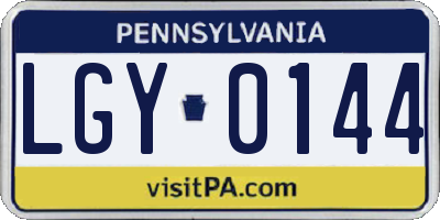 PA license plate LGY0144