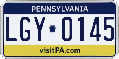 PA license plate LGY0145