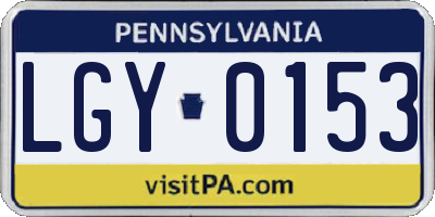 PA license plate LGY0153