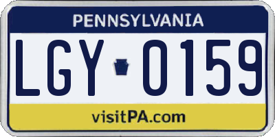 PA license plate LGY0159