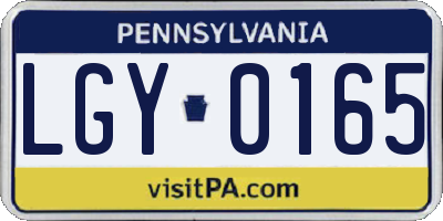 PA license plate LGY0165