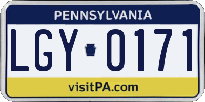 PA license plate LGY0171