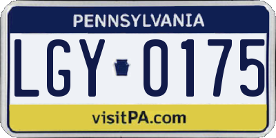 PA license plate LGY0175