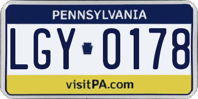 PA license plate LGY0178