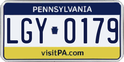 PA license plate LGY0179