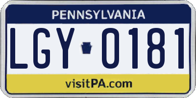 PA license plate LGY0181