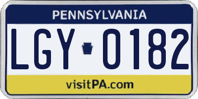 PA license plate LGY0182