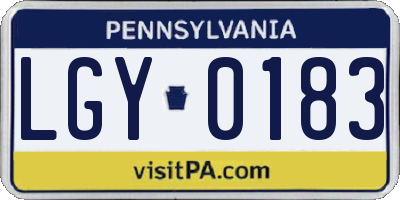 PA license plate LGY0183