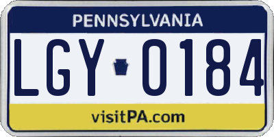 PA license plate LGY0184