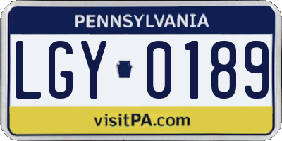 PA license plate LGY0189