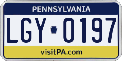 PA license plate LGY0197