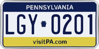 PA license plate LGY0201