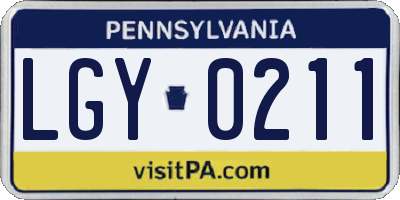 PA license plate LGY0211