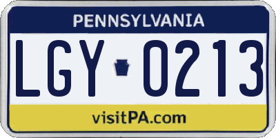 PA license plate LGY0213