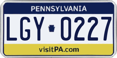 PA license plate LGY0227