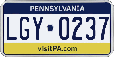 PA license plate LGY0237