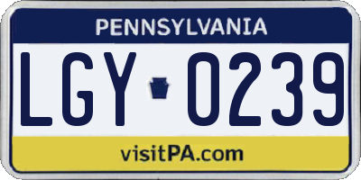 PA license plate LGY0239