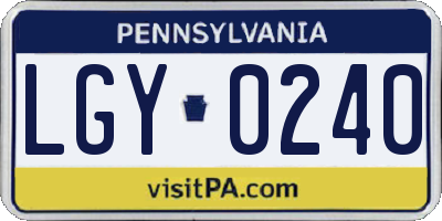 PA license plate LGY0240