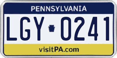 PA license plate LGY0241