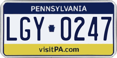 PA license plate LGY0247