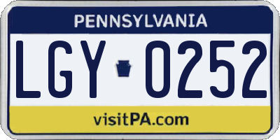 PA license plate LGY0252