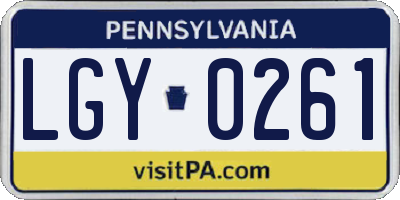 PA license plate LGY0261